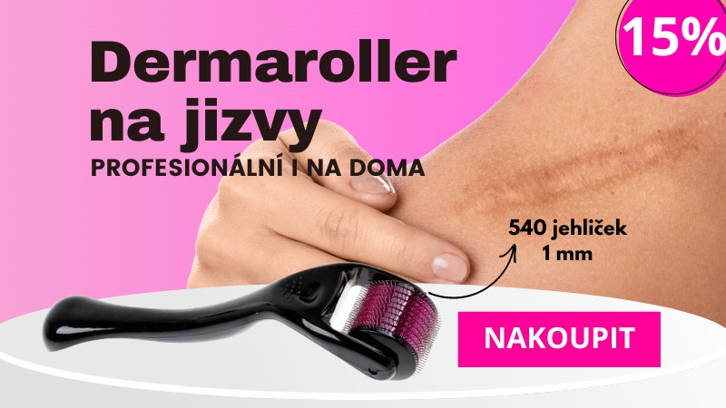 Dermaroller na jizvy – 540 jehliček, 1 mm, profesionální a domácí použití, redukce jizev, 15% sleva.